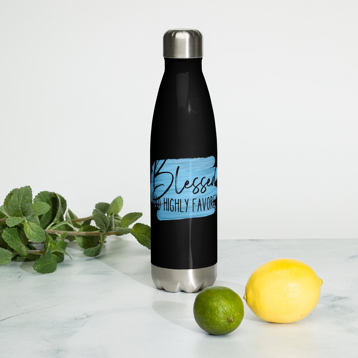 Blessed and Highly Favored Stainless steel water bottle