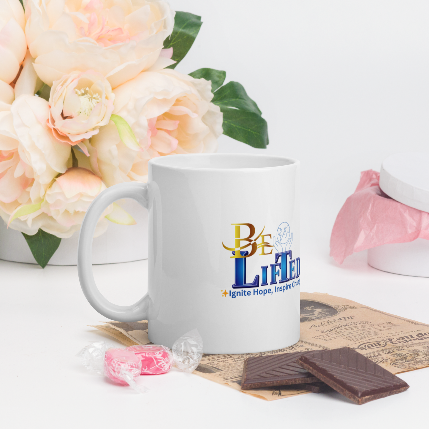 BeLifted White glossy mug