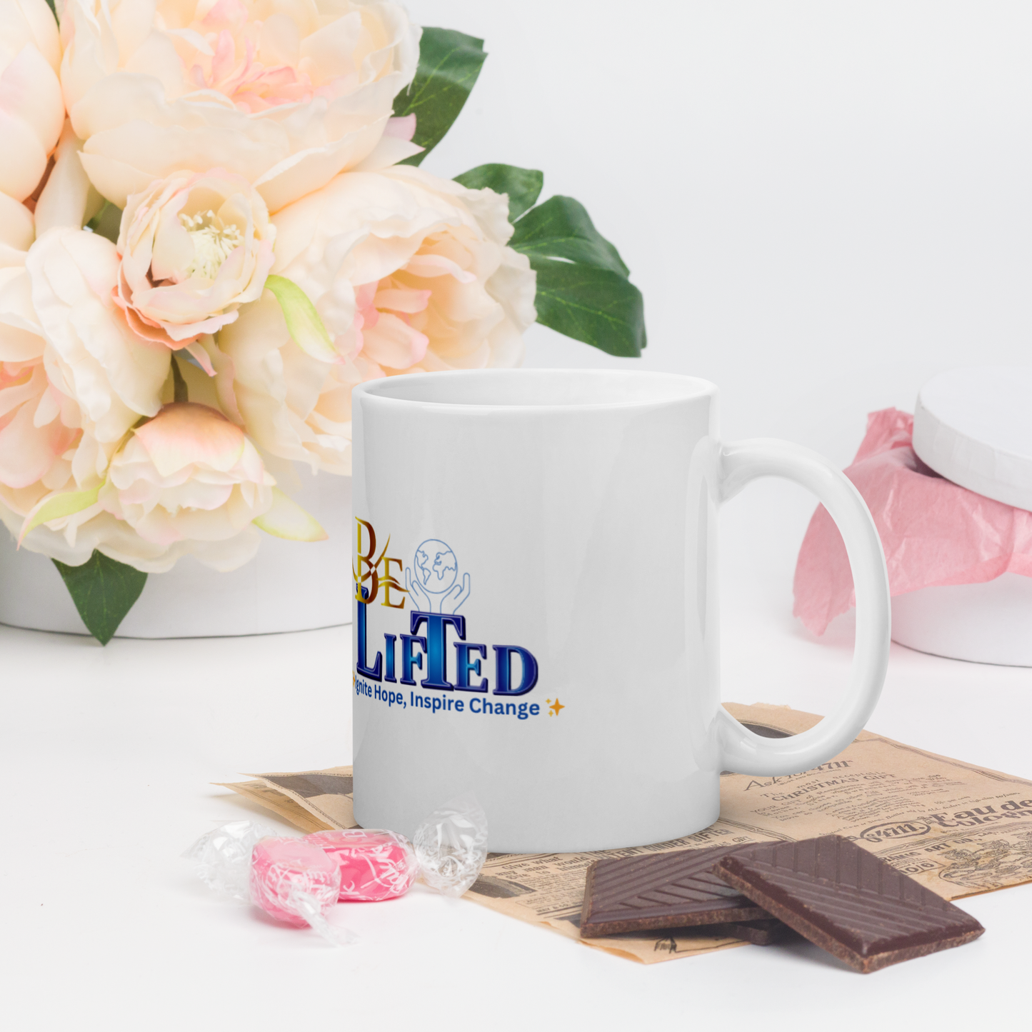 BeLifted White glossy mug
