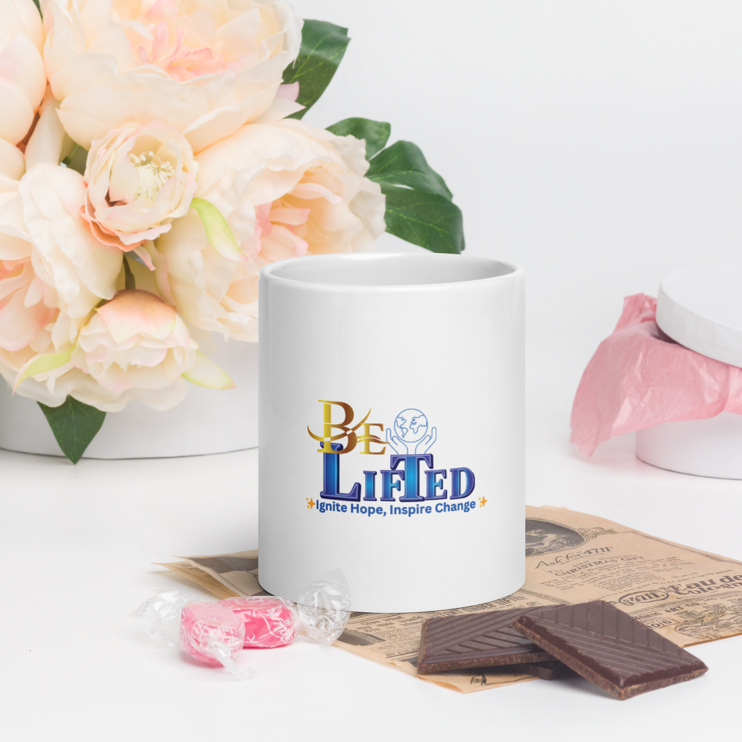BeLifted White glossy mug