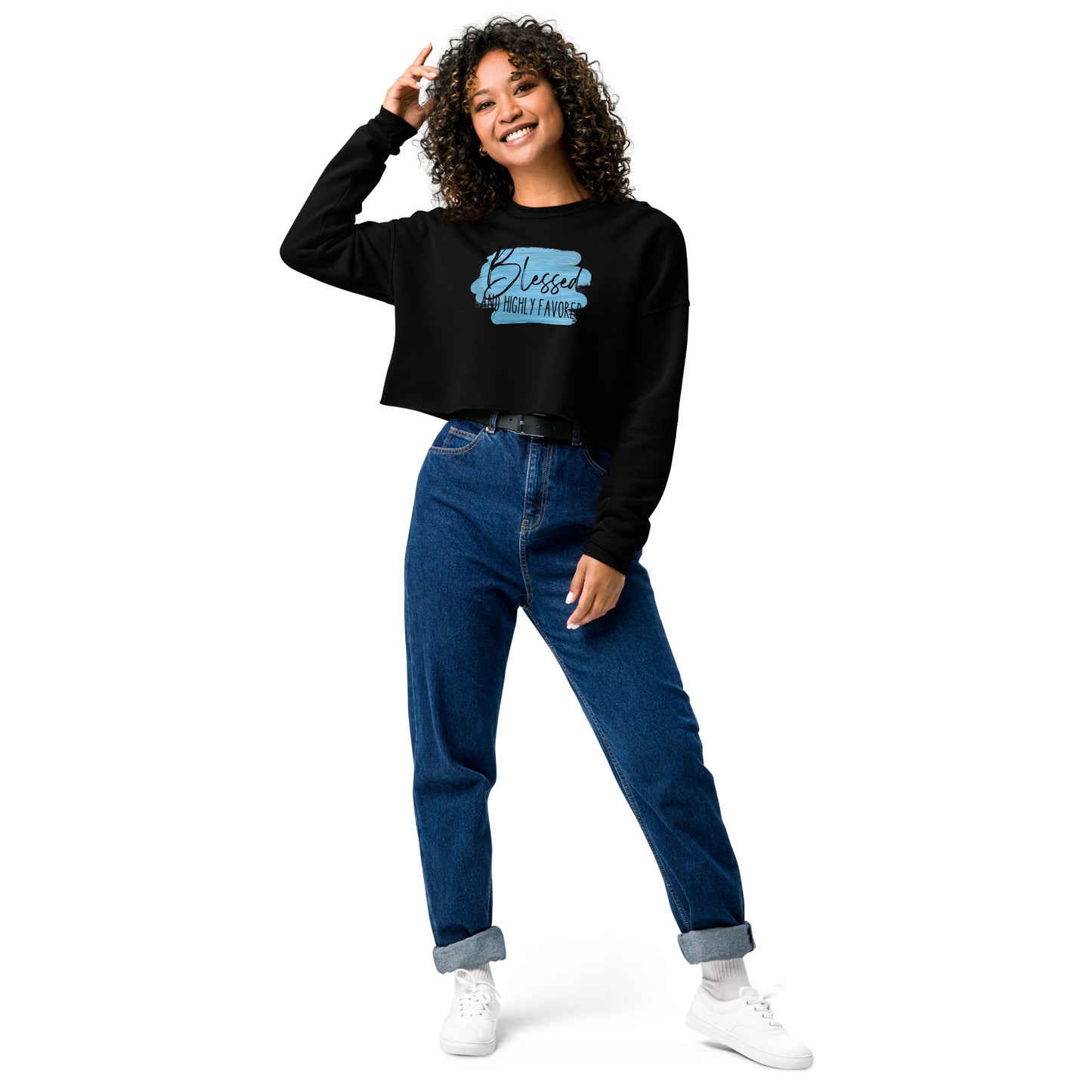 Blessed and Highly Favored Crop Sweatshirt